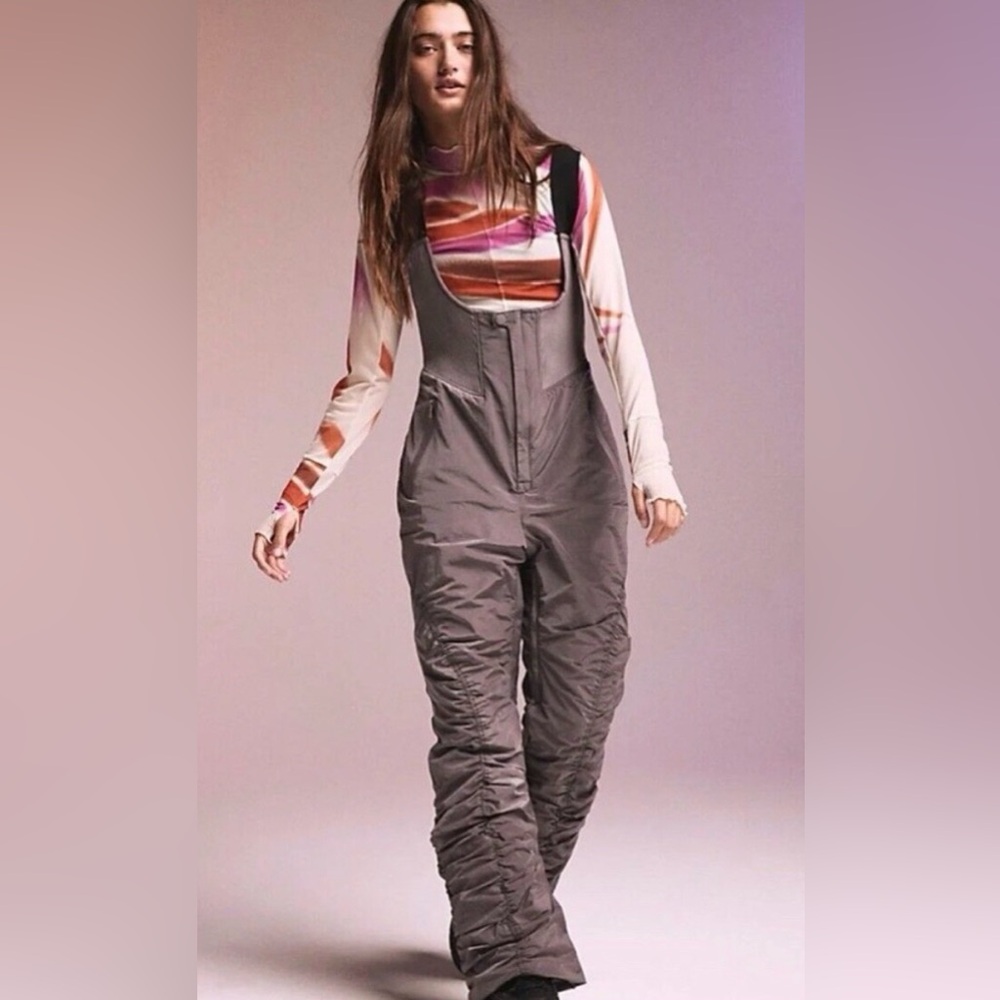 Free People x FP Movement Lift. Love. Ski. Ruched Bib Pants L NWT